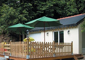 In the nature, along the river with sport activities and swimming pool