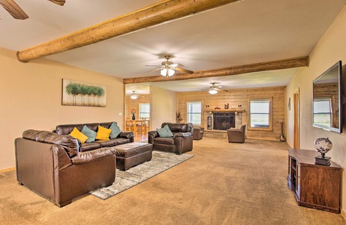 Rosston House | 11-Acre Log Cabin w/Jungle Gym & Sand Volleyball