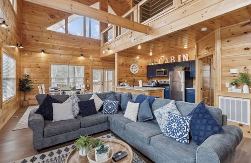 Sevierville Cabin | 2 Bedroom Cabin with Indoor Pool, Game Room, Fire Pit + Mountain View!