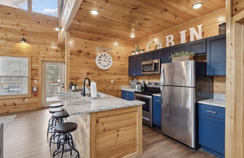 Sevierville Cabin | 2 Bedroom Cabin with Indoor Pool, Game Room, Fire Pit + Mountain View!