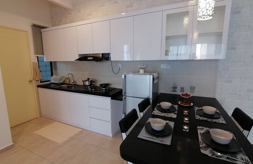 Malacca City Condo | 2 bedroom luxury condominium, 1 to 12 guests, 5 beds, 2 bathroom, living room.