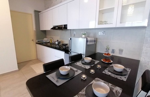 Malacca City Condo | 2 bedroom luxury condominium, 1 to 12 guests, 5 beds, 2 bathroom, living room.
