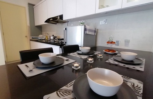 Malacca City Condo | 2 bedroom luxury condominium, 1 to 12 guests, 5 beds, 2 bathroom, living room.