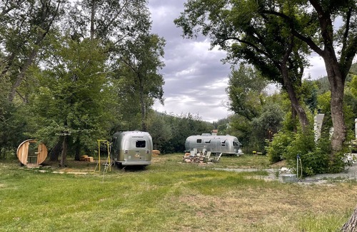 Canoncito House | 2007 Safari Edition Airstream on the Pecos River at Field Trip NM