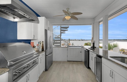 Monmouth Beach House | 2023 home on river, across from Beach. Outdoor kitchen bath pool spa fireplace