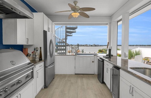Monmouth Beach House | 2023 home on river, across from Beach. Outdoor kitchen bath pool spa fireplace