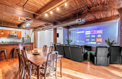 Downtown West Apartment | 3 Bed DWTN Loft-Theater Seating & 100" Projector-W/D