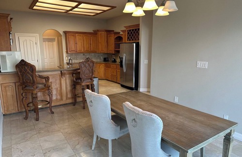 Mission House | 4BR Hacienda Lakeview Retreat: Pool, Fireplace, Piano + Theater Room