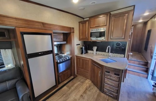 Stanton House | 5th Wheel RV in campground, 2-bedroom, 1 bathroom, perfect for up to 6 guests.