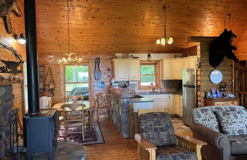 Cheboygan House | A beautiful log cabin home on Lake Huron, amazing lake views, hot tub, game room