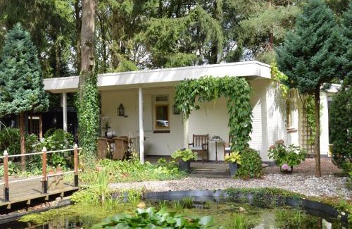 Wateren House | A detached bungalow with outdoor fireplace, covered terrace and pond in a forest plot