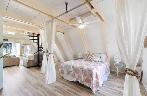 Surfside Beach House | A-frame Beach Home With Fenced Yard and Fire Pit