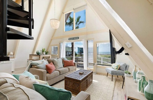 Surfside Beach House | A-frame Beach Home With Fenced Yard and Fire Pit