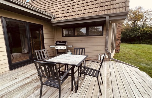 Elkhart Lake House | A-Frame lodge on 40 acres in Elkhart Lake, WI. walk to town. Sleeps 10