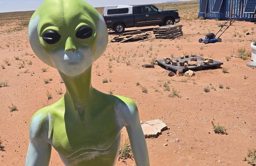 Holbrook RV Rental | Alien Acres UFO campground, car, truck, RV, tent off-grid camping