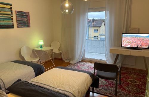 Ochsenfurt House | Altstadt Nähe 7 Min Fußweg über Alte Maibrücke zu Pension mit Balkon & Garten, ideal for long stay, relocation