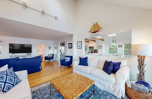 West Bath House | Amazing waterfront home with private deck, views, private dock, & fireplace