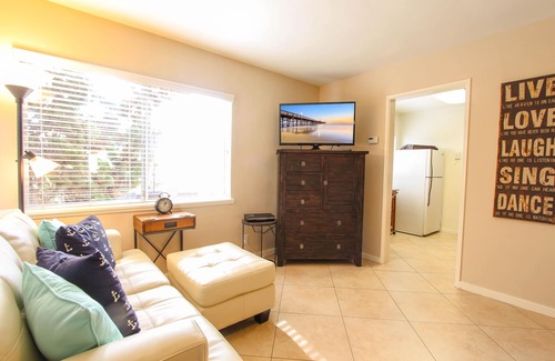 Balboa Peninsula Apartment | "Balboa Beach Escape" Steps to Beach and Bay A/C + Garage Parking