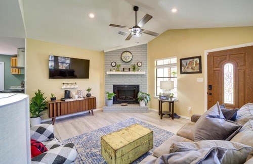 Barling House | Barling Vacation Rental Fenced-In Yard with Hot Tub