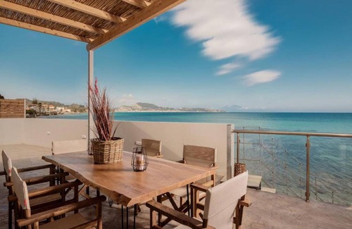 Argassi Villa | Beach-Front Zakynthos Villa | Bleu Beach Villa | 3 Bedrooms | Stunning.