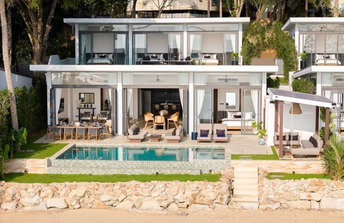 Na Thon Villa | Beachfront 4BR Sunset Villa w/Staff & Saltwater Infinity Pool