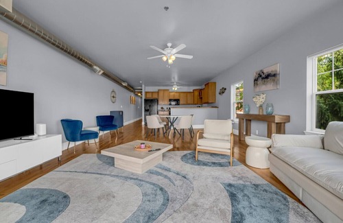 Port Huron Apartment | Beachy Blues by the Black River