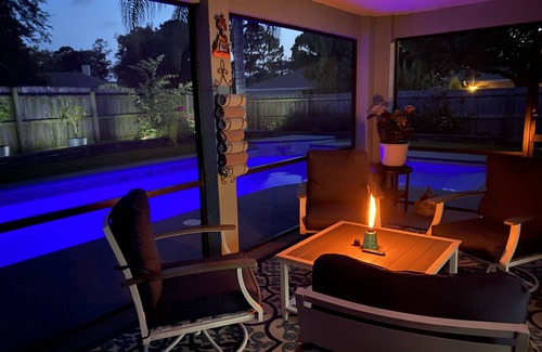 Titusville House | Beautiful heated pool home with office in Florida