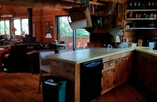 Sutton House | Beautiful Log Cabin Overlooking Blaisdell Lake! Sleeps 12, Private Beach