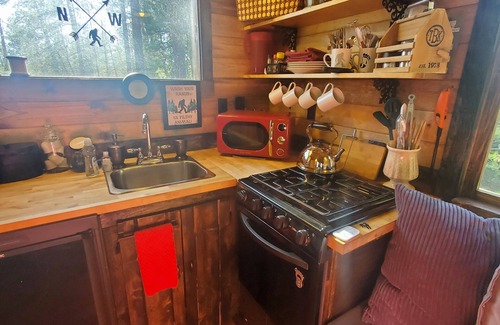 Cheney Cabin | Bigfoot Bungalow themed tiny home cabin! In the woods, 15 min from airport