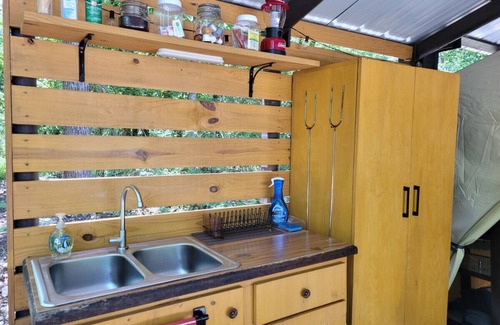 Mid America RV Rental | Black Fox Den: A Woodland Glamp - Dog Friendly