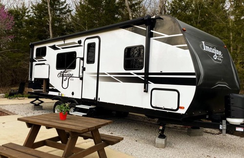 Peculiar House | Camping Adventure in new RV, Patio,Fire pit & BBQ Grill