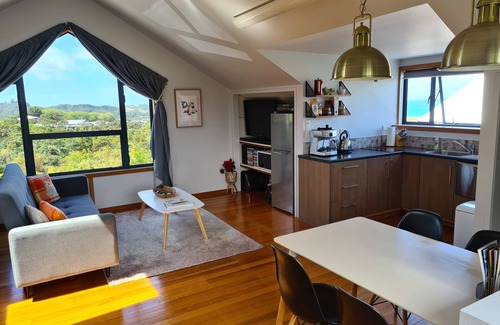Ngunguru Apartment | Cedar Heights Chalet with Elevated Ocean Views in a Native bush setting.