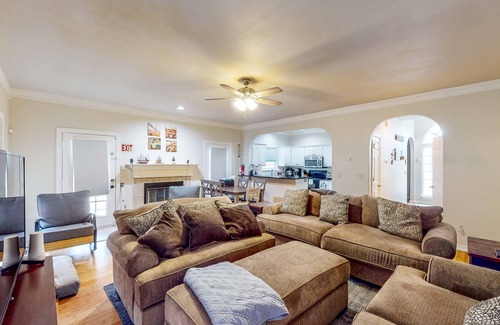 Jenks House | Centrally located home w/ a wood-burning fireplace