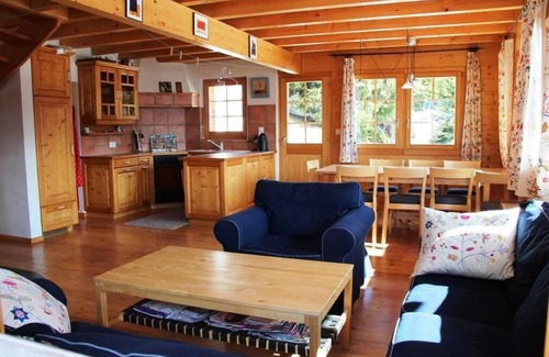 Saint-Luc Ski Chalet | Charming chalet for 8 people with a large terrace and a balcony with garden furniture.Interior : app