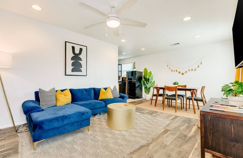 San Jacinto House | Charming dog-friendly rental with peekaboo ocean view & 1 block from beach
