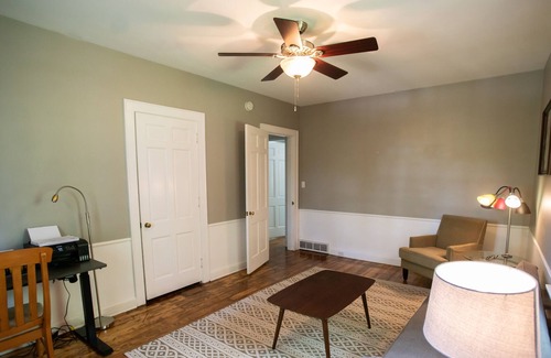 Maysville House | Charming home with a scenic view of downtown Maysville from the back porch