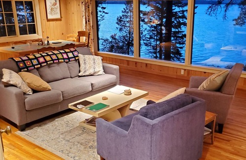 Big Arm House | Charming Lake Front Home with Deck, Dock, Beach and Spectacular Views