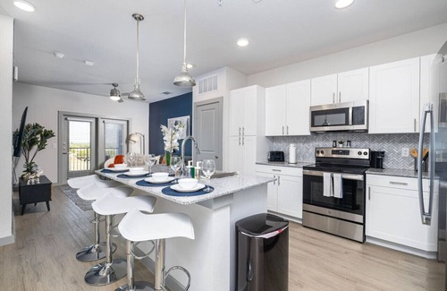 Lewisville Apartment | Chic 1BR Getaway w/Pool, Gym & Work-Ready Space