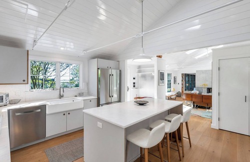 Shelter Island Heights House | Chic Coastal Farmhouse with Private Pool, Steps from the Water Your.