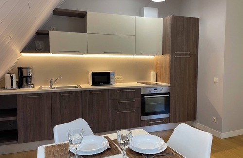 Pohja-Tallinn Apartment | Chic Old Town Apartment with Soaring Ceilings and Modern Comforts