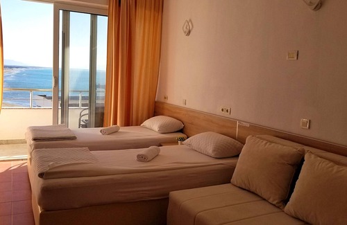 Gjerana Hotel | Comfy twin room with separated beds, double sofa bed - sea view balcony