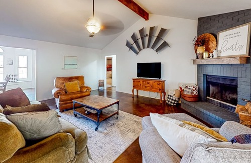 Crawford House | Country home with large yard, covered patio, firepit, AC, & W/D