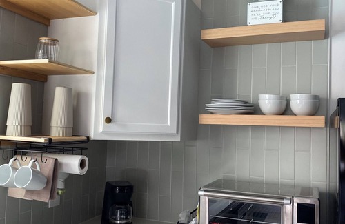 Southbelt/Ellington House | Cozy 1-BR/1-BA Modern Tiny Home w/Pool & Hot Tub & Spacious Yard w/Covered Patio