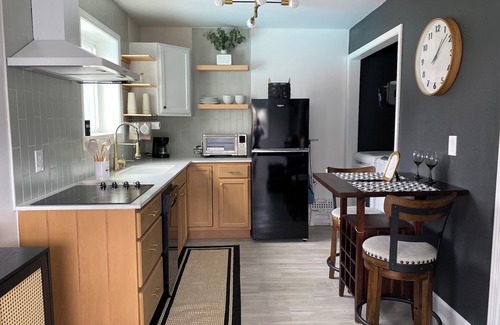 Southbelt/Ellington House | Cozy 1-BR/1-BA Modern Tiny Home w/Pool & Hot Tub & Spacious Yard w/Covered Patio