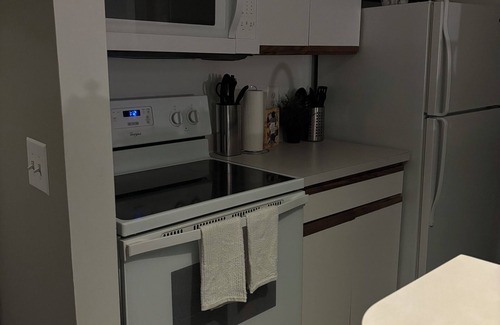 Southfield Apartment | Cozy king suite apartment with fitness room, WiFi, patio. “Secluded city living”