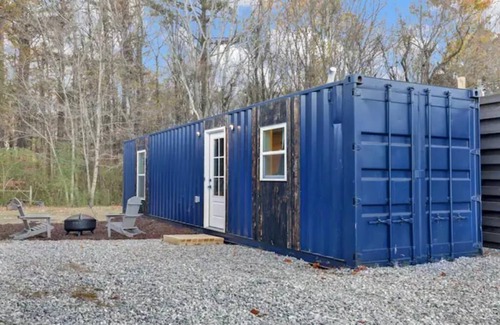 Athens Apartment | Cozy Rustic Blue Container Cottage ~ Lake Wheeler