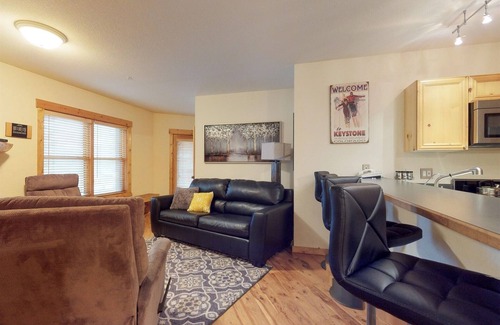 Mountain House Condo | Cozy Tenderfoot Lodge 2BR w/hot tub & patio - steps to Mountain House Ski Base!