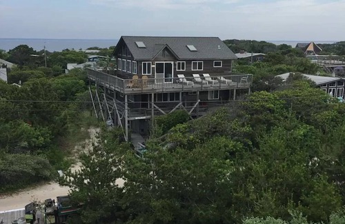 Bayberry Dunes House | Davis Park, pet-friendly 4-bedroom house; AC w/full views of both Bay and Ocean