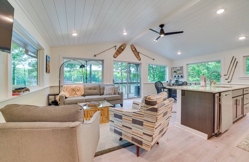 Lake Arrowhead House | Deck & Fire Pit: Beachfront Home in Gaylord!