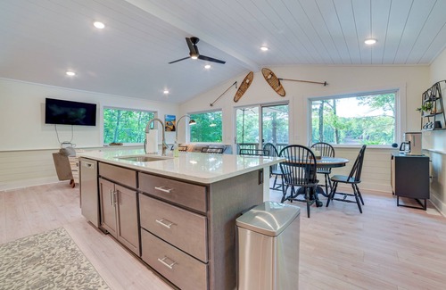 Lake Arrowhead House | Deck & Fire Pit: Beachfront Home in Gaylord!